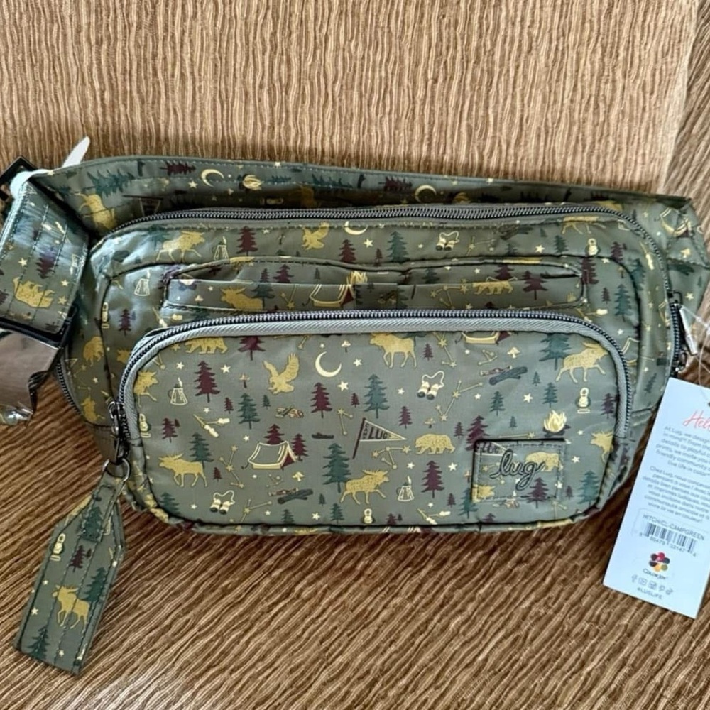 LUG Hitch Belt Bag in Camp Green print, NWT
